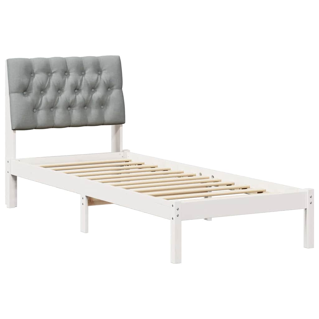 Bedframe met Gevoerd Hoofdgedeelte Wit 75 x 190 cm is nu te koop bij PeponiXL, paradijselijk wonen!