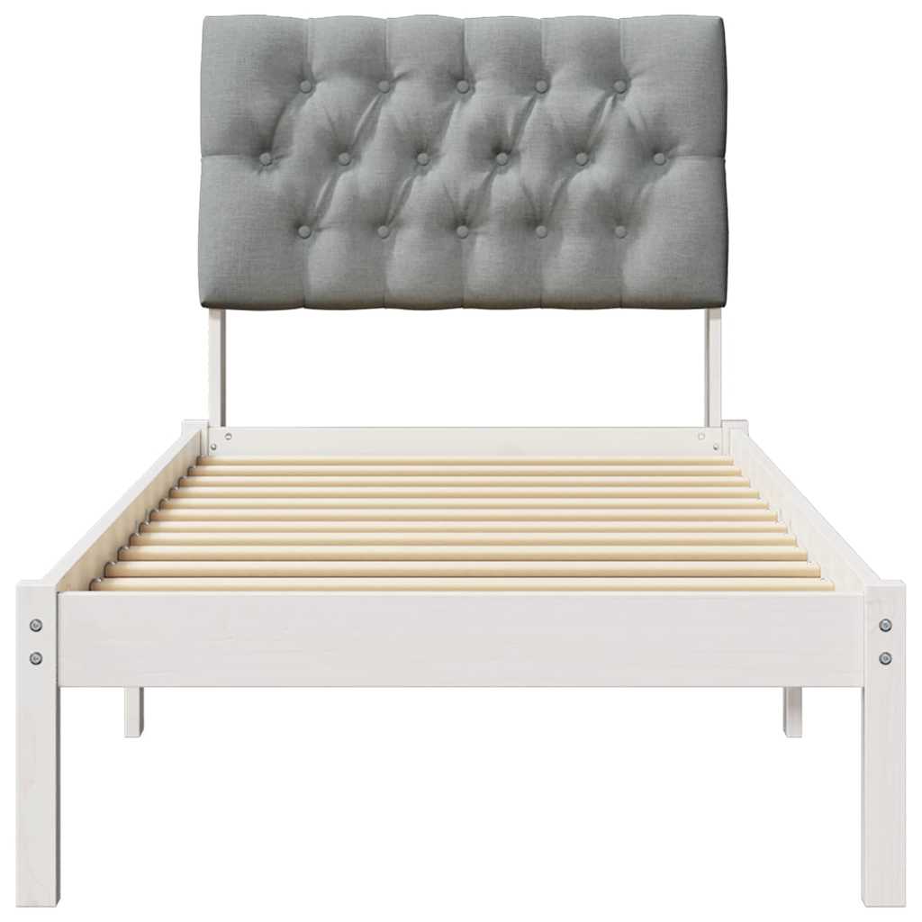 Bedframe met Gevoerd Hoofdgedeelte Wit 75 x 190 cm is nu te koop bij PeponiXL, paradijselijk wonen!