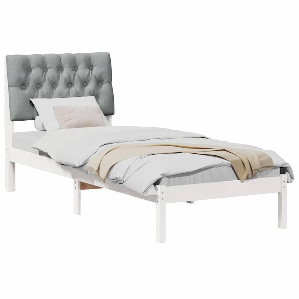 Bedframe met Gevoerd Hoofdgedeelte Wit 75 x 190 cm is nu te koop bij PeponiXL, paradijselijk wonen!