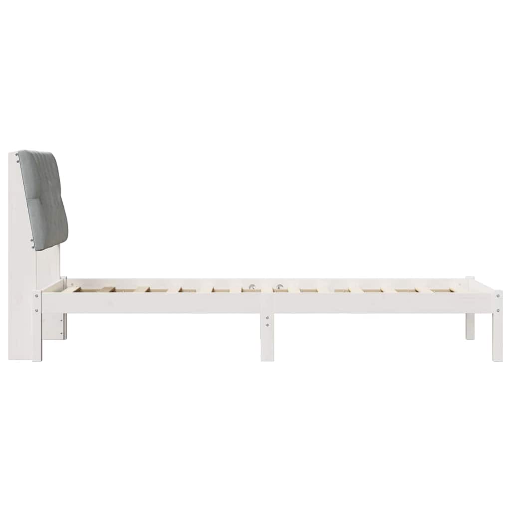 Bedframe met Gevoerd Hoofdgedeelte Wit 75 x 190 cm is nu te koop bij PeponiXL, paradijselijk wonen!