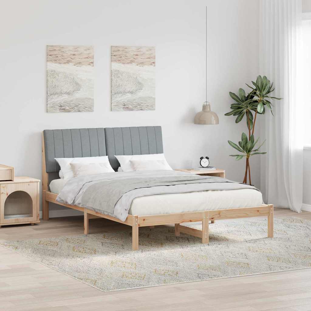 Bedframe met hoofdeinde Bruin 135 x 190 cm Massief grenenhout is nu te koop bij PeponiXL, paradijselijk wonen!