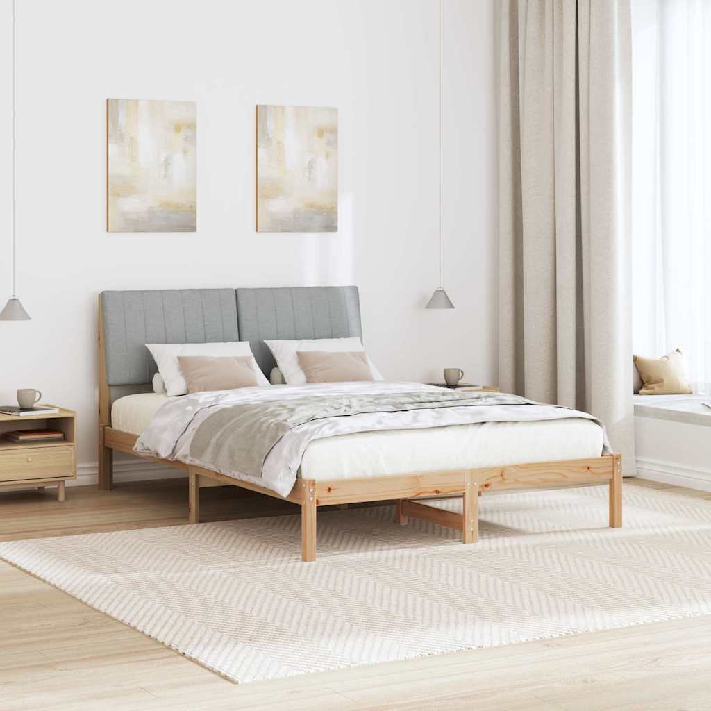 Bedframe met hoofdeinde Bruin 135 x 190 cm Massief grenenhout is nu te koop bij PeponiXL, paradijselijk wonen!