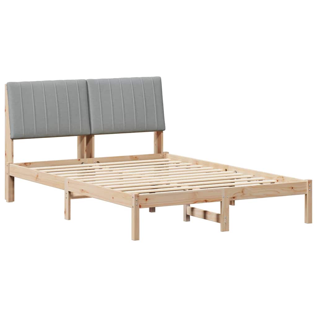 Bedframe met hoofdeinde Bruin 135 x 190 cm Massief grenenhout is nu te koop bij PeponiXL, paradijselijk wonen!