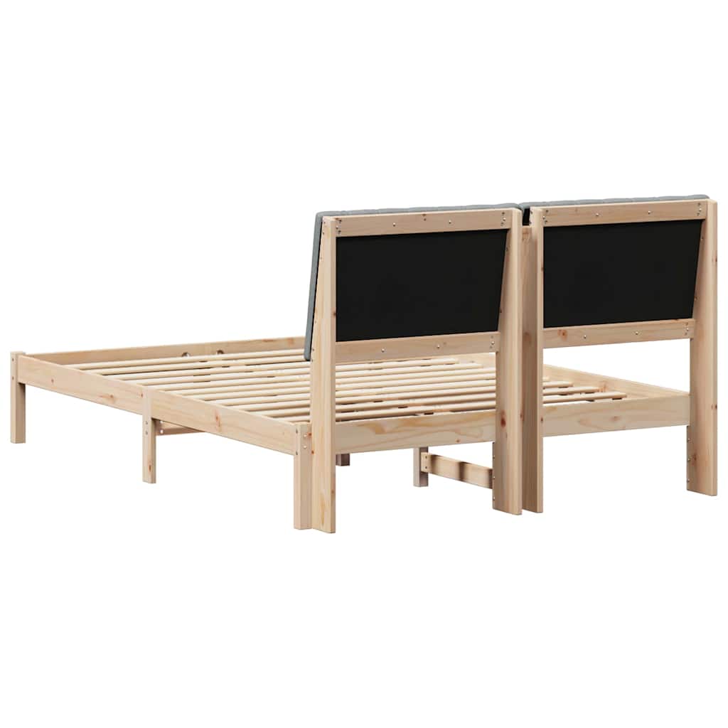 Bedframe met hoofdeinde Bruin 135 x 190 cm Massief grenenhout is nu te koop bij PeponiXL, paradijselijk wonen!