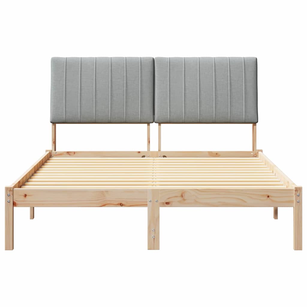 Bedframe met hoofdeinde Bruin 135 x 190 cm Massief grenenhout is nu te koop bij PeponiXL, paradijselijk wonen!