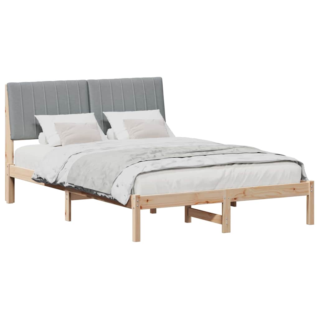 Bedframe met hoofdeinde Bruin 135 x 190 cm Massief grenenhout is nu te koop bij PeponiXL, paradijselijk wonen!