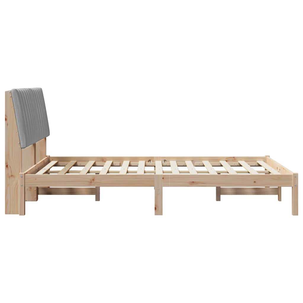 Bedframe met hoofdeinde Bruin 135 x 190 cm Massief grenenhout is nu te koop bij PeponiXL, paradijselijk wonen!