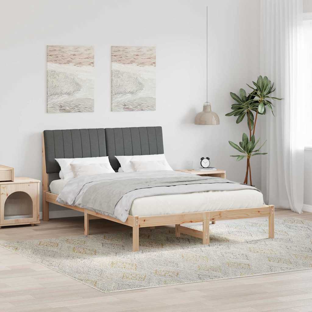 Bedframe met hoofdeinde Bruin 135 x 190 cm Massief grenenhout is nu te koop bij PeponiXL, paradijselijk wonen!