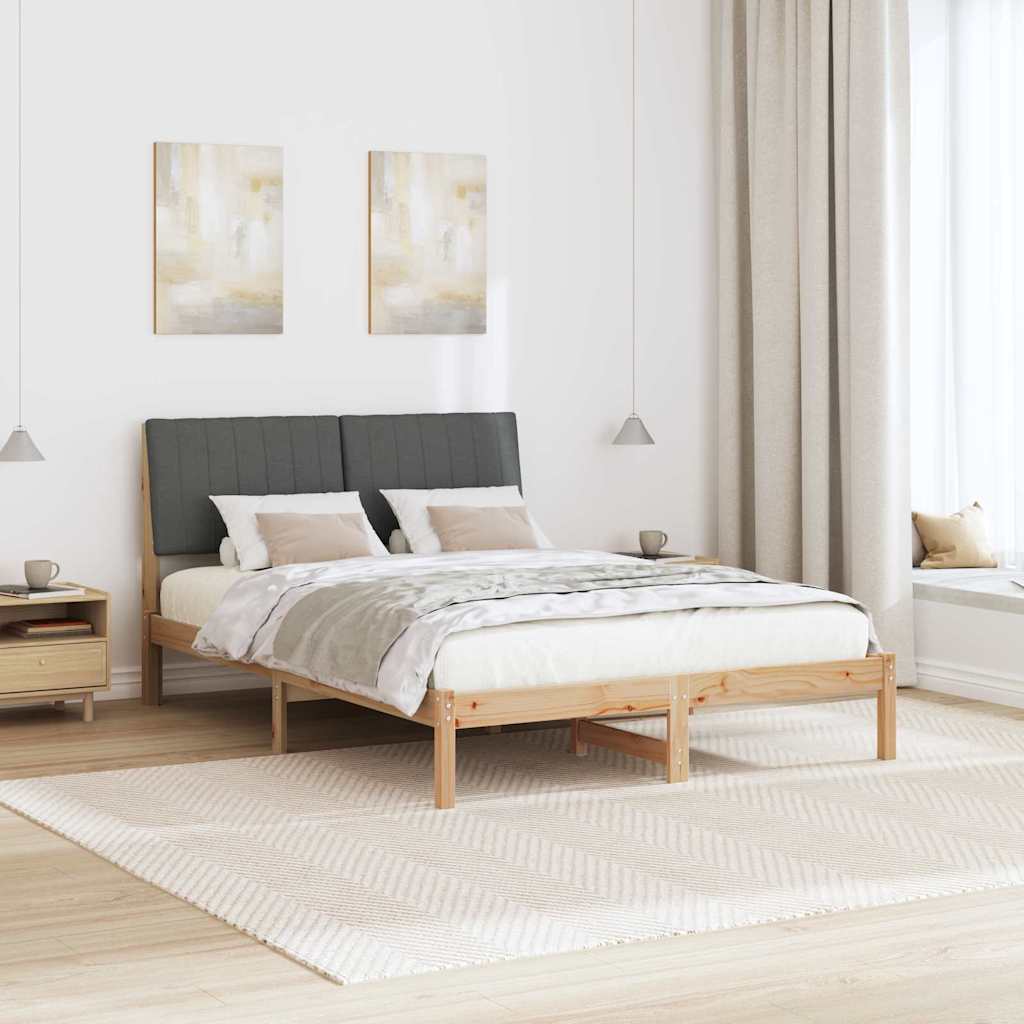 Bedframe met hoofdeinde Bruin 135 x 190 cm Massief grenenhout is nu te koop bij PeponiXL, paradijselijk wonen!