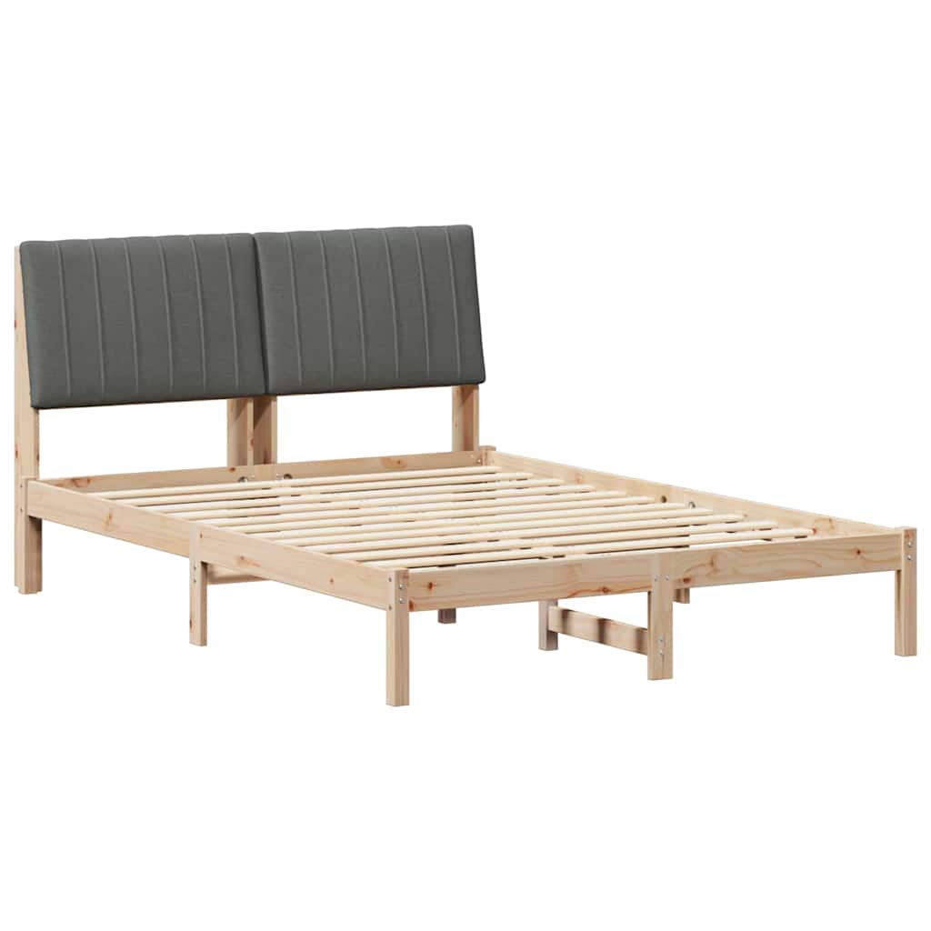 Bedframe met hoofdeinde Bruin 135 x 190 cm Massief grenenhout is nu te koop bij PeponiXL, paradijselijk wonen!