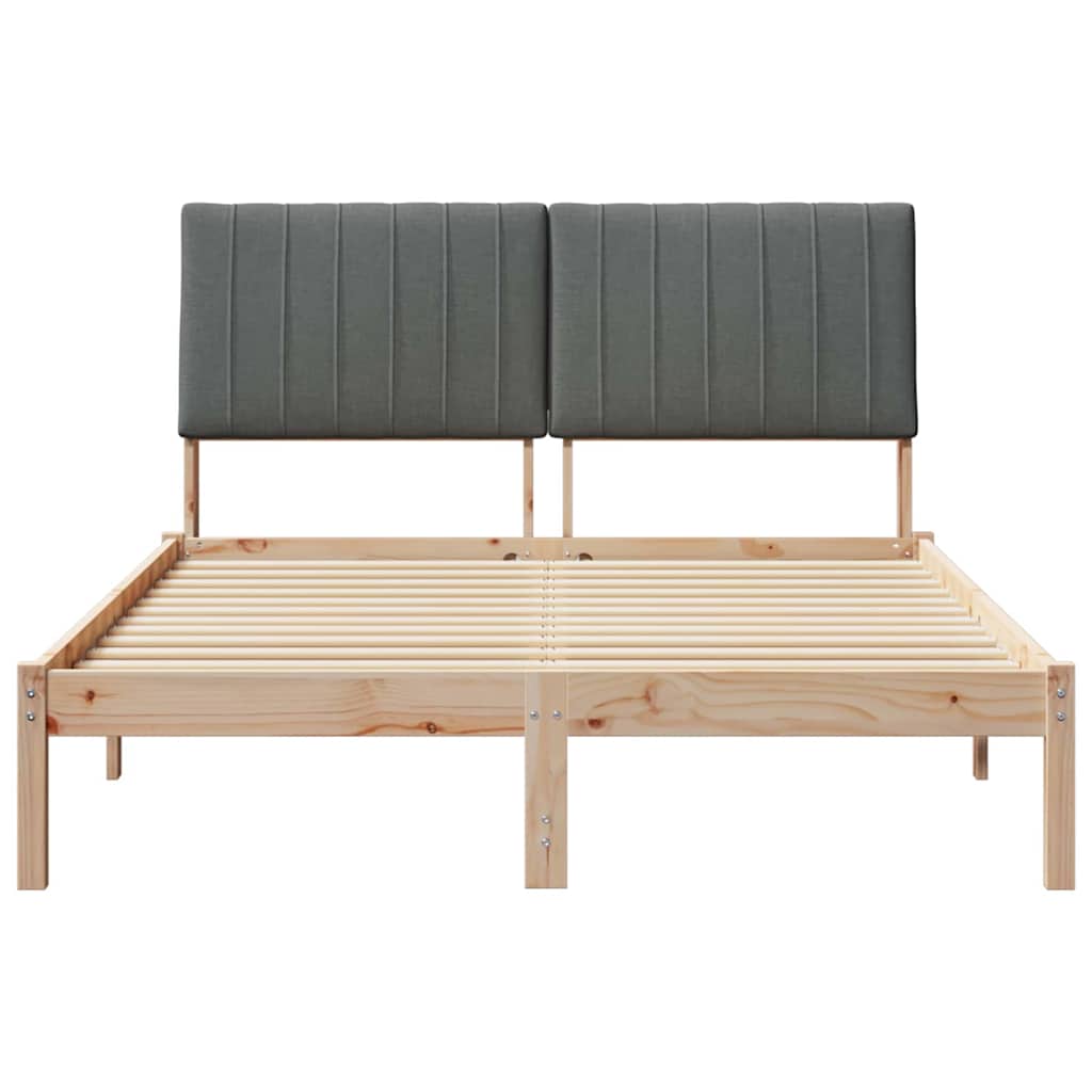Bedframe met hoofdeinde Bruin 135 x 190 cm Massief grenenhout is nu te koop bij PeponiXL, paradijselijk wonen!