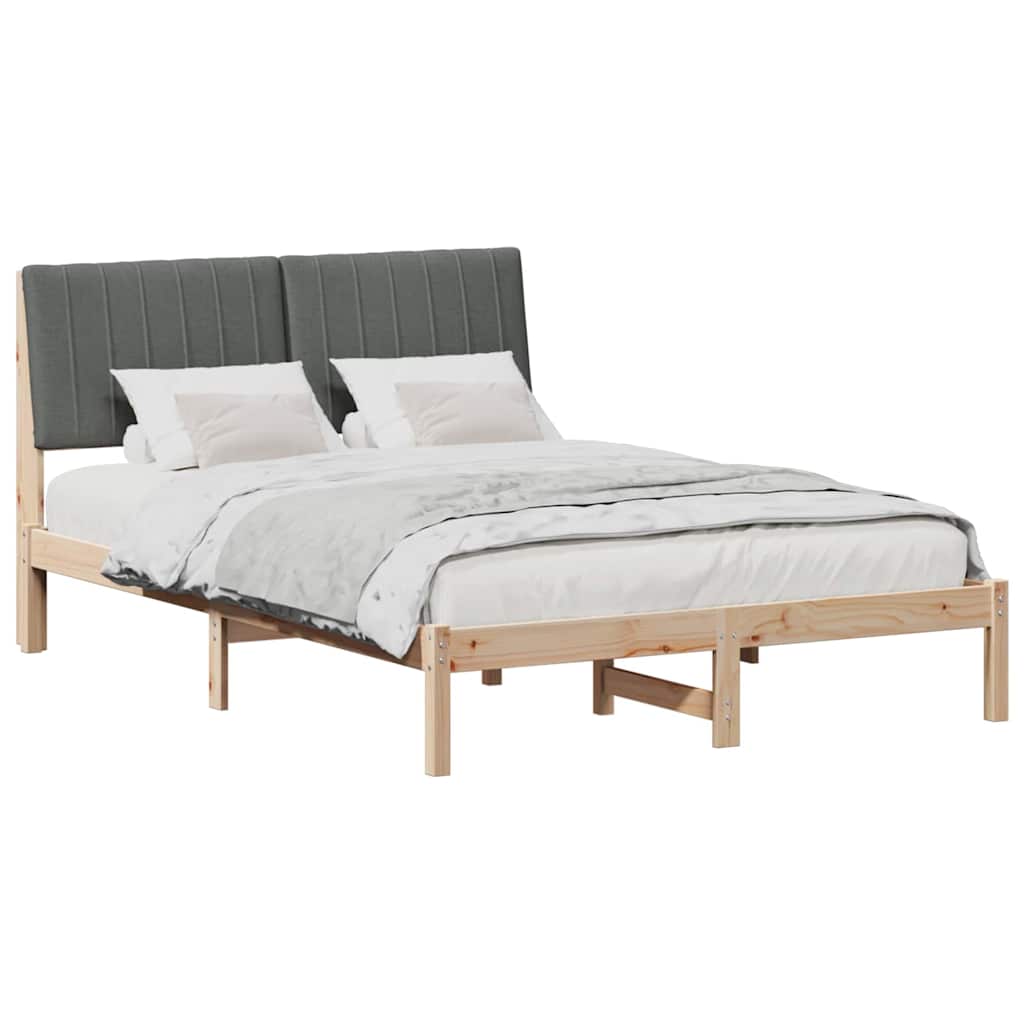 Bedframe met hoofdeinde Bruin 135 x 190 cm Massief grenenhout is nu te koop bij PeponiXL, paradijselijk wonen!