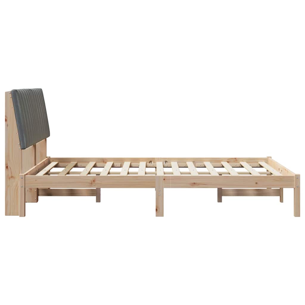 Bedframe met hoofdeinde Bruin 135 x 190 cm Massief grenenhout is nu te koop bij PeponiXL, paradijselijk wonen!