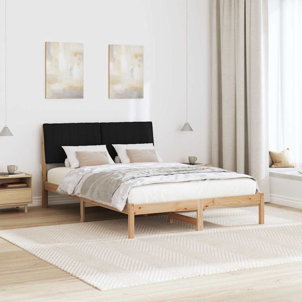 Bedframe met hoofdeinde Bruin 135 x 190 cm Massief grenenhout is nu te koop bij PeponiXL, paradijselijk wonen!