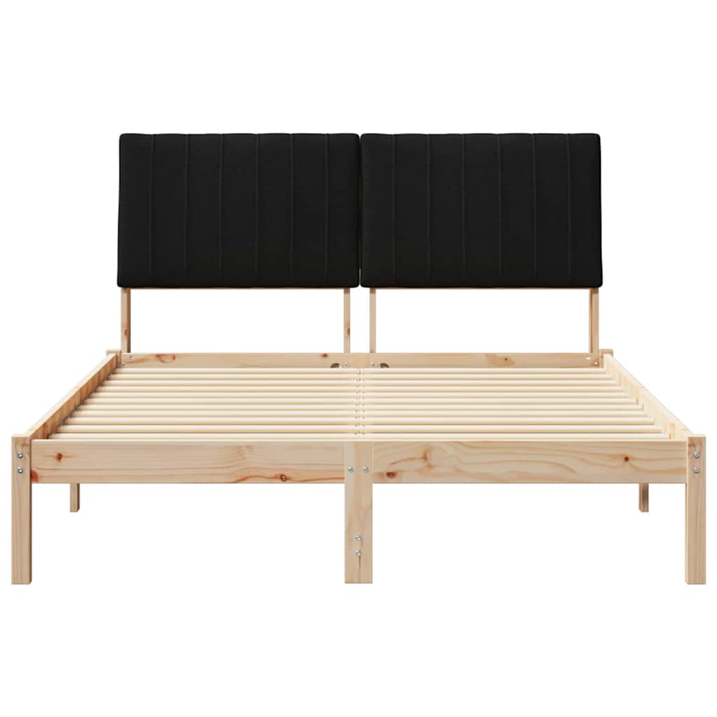 Bedframe met hoofdeinde Bruin 135 x 190 cm Massief grenenhout is nu te koop bij PeponiXL, paradijselijk wonen!
