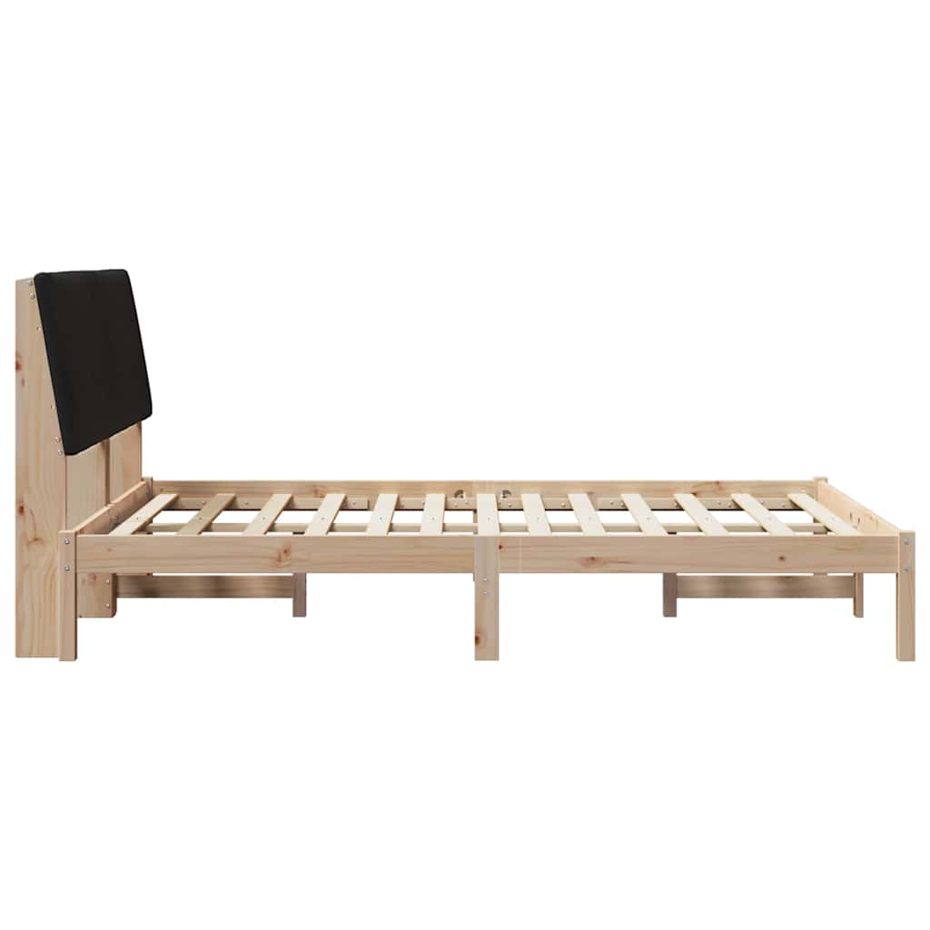 Bedframe met hoofdeinde Bruin 135 x 190 cm Massief grenenhout is nu te koop bij PeponiXL, paradijselijk wonen!