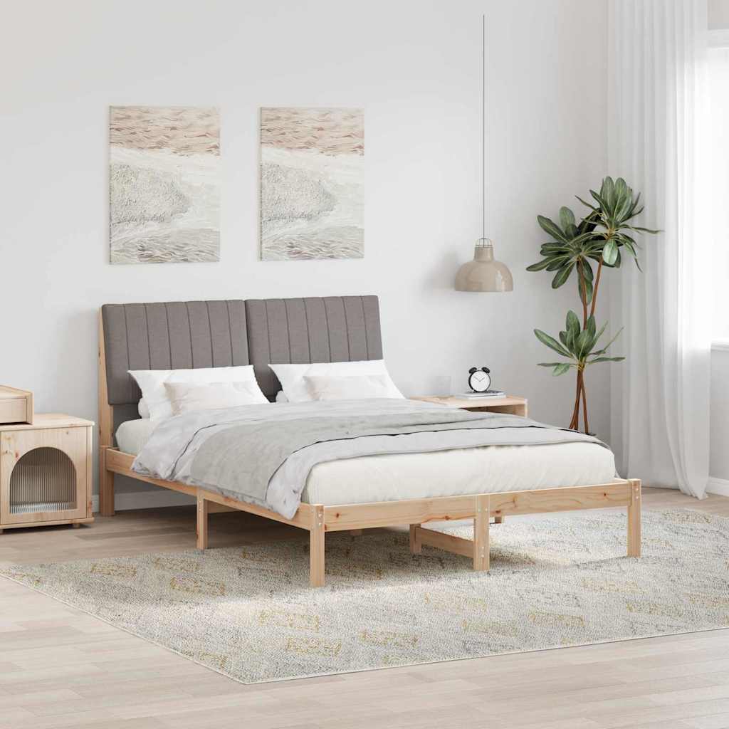 Bedframe met hoofdeinde Bruin 135 x 190 cm Massief grenenhout is nu te koop bij PeponiXL, paradijselijk wonen!