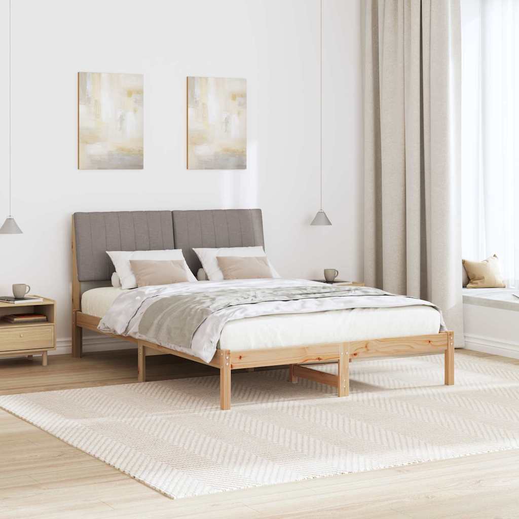 Bedframe met hoofdeinde Bruin 135 x 190 cm Massief grenenhout is nu te koop bij PeponiXL, paradijselijk wonen!
