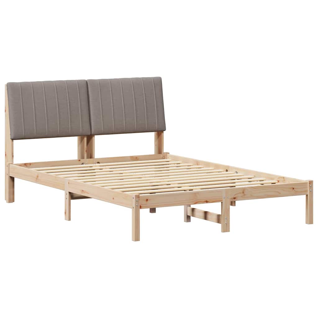 Bedframe met hoofdeinde Bruin 135 x 190 cm Massief grenenhout is nu te koop bij PeponiXL, paradijselijk wonen!
