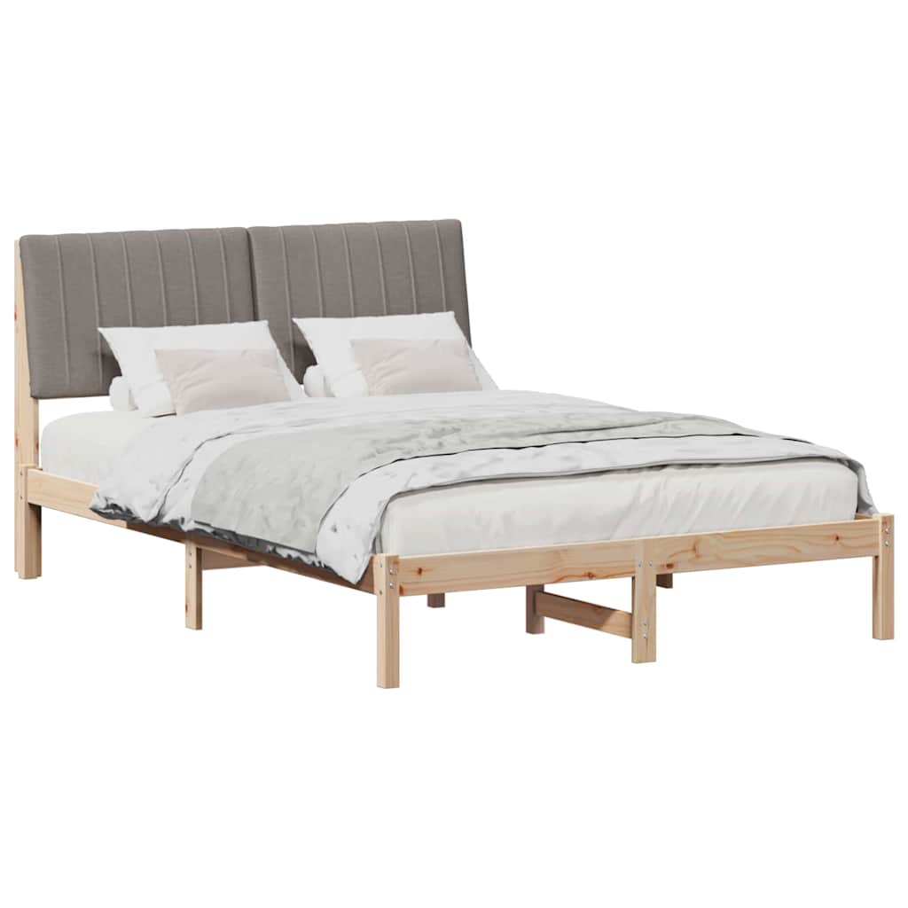 Bedframe met hoofdeinde Bruin 135 x 190 cm Massief grenenhout is nu te koop bij PeponiXL, paradijselijk wonen!