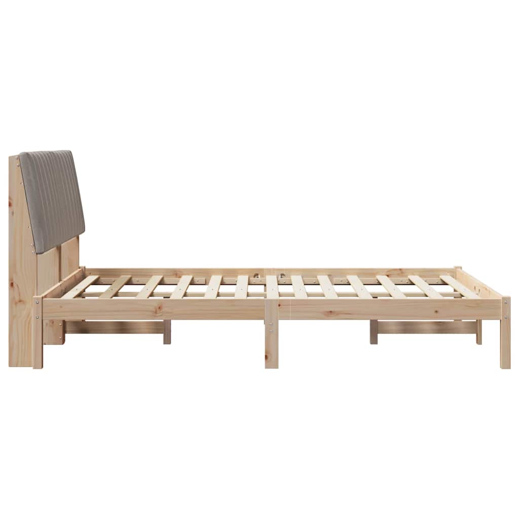 Bedframe met hoofdeinde Bruin 135 x 190 cm Massief grenenhout is nu te koop bij PeponiXL, paradijselijk wonen!