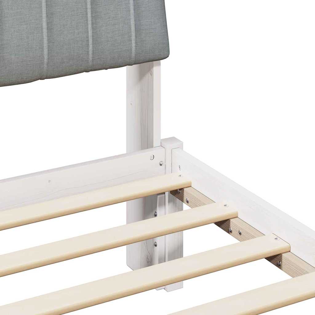 Bedframe met hoofdeinde Wit 135 x 190 cm Massief grenenhout is nu te koop bij PeponiXL, paradijselijk wonen!
