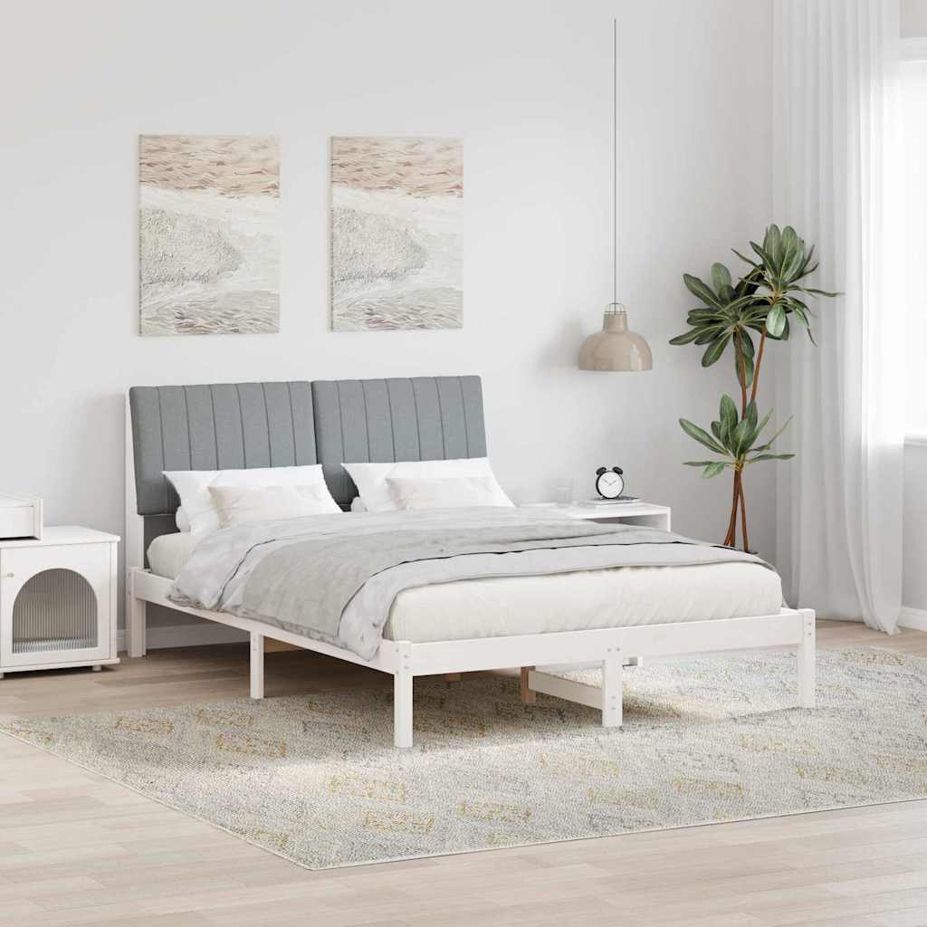 Bedframe met hoofdeinde Wit 135 x 190 cm Massief grenenhout is nu te koop bij PeponiXL, paradijselijk wonen!