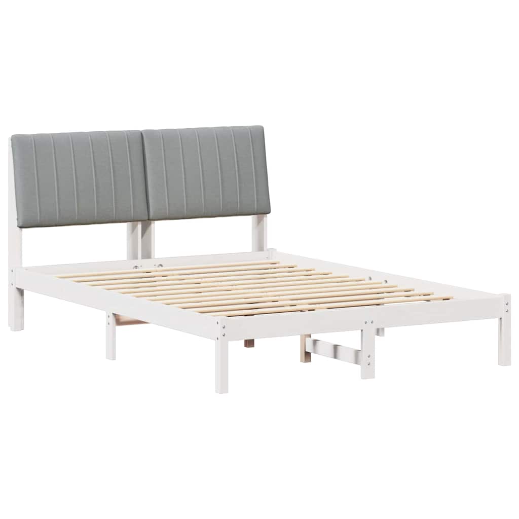 Bedframe met hoofdeinde Wit 135 x 190 cm Massief grenenhout is nu te koop bij PeponiXL, paradijselijk wonen!
