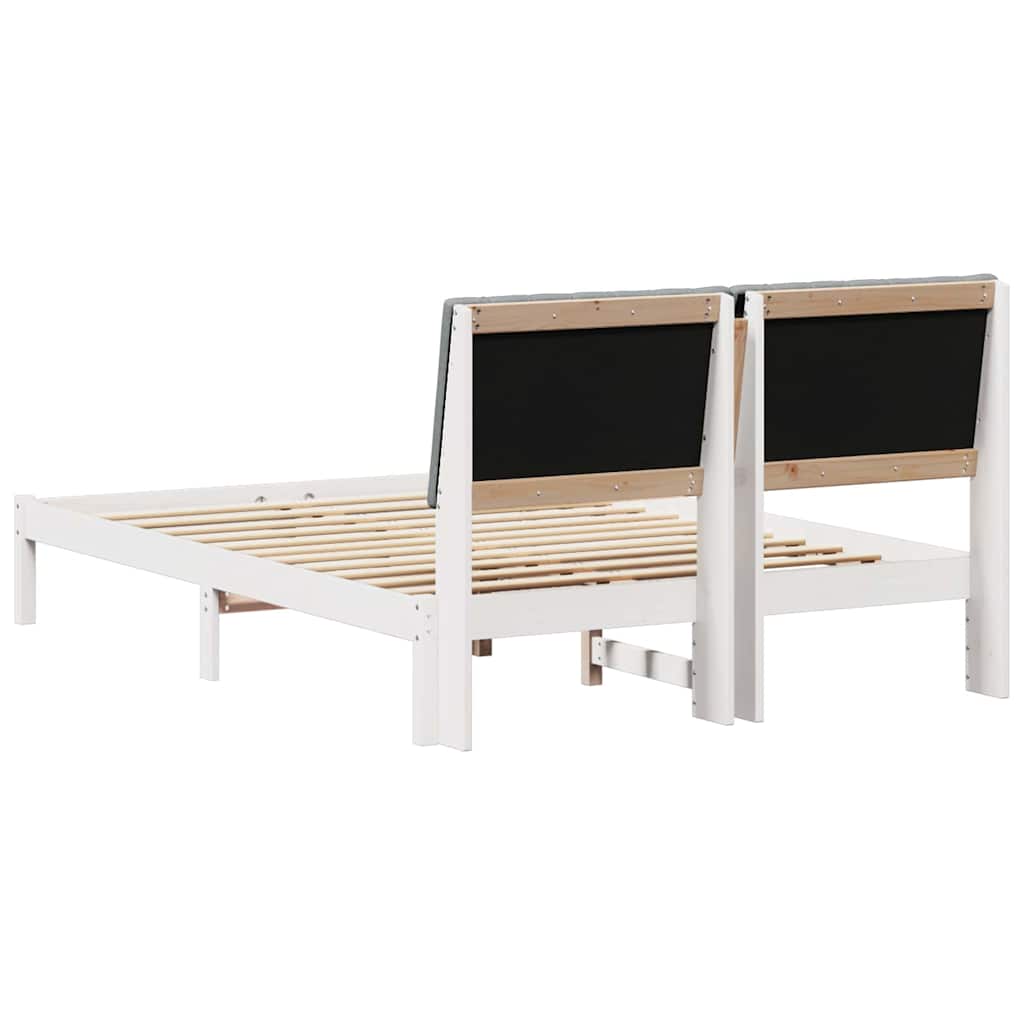 Bedframe met hoofdeinde Wit 135 x 190 cm Massief grenenhout is nu te koop bij PeponiXL, paradijselijk wonen!