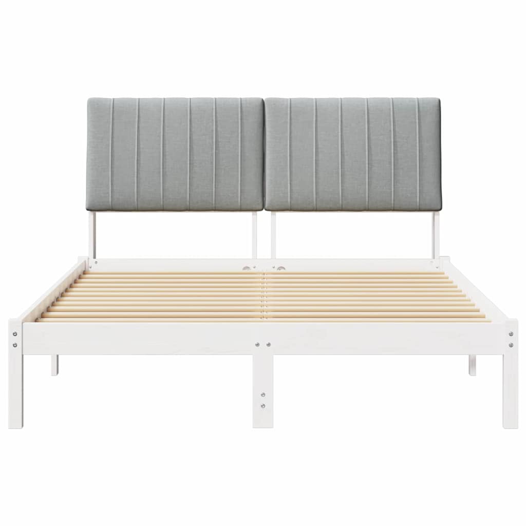 Bedframe met hoofdeinde Wit 135 x 190 cm Massief grenenhout is nu te koop bij PeponiXL, paradijselijk wonen!