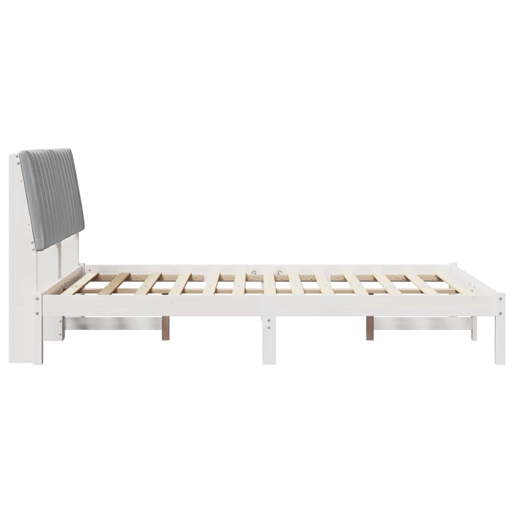 Bedframe met hoofdeinde Wit 135 x 190 cm Massief grenenhout is nu te koop bij PeponiXL, paradijselijk wonen!