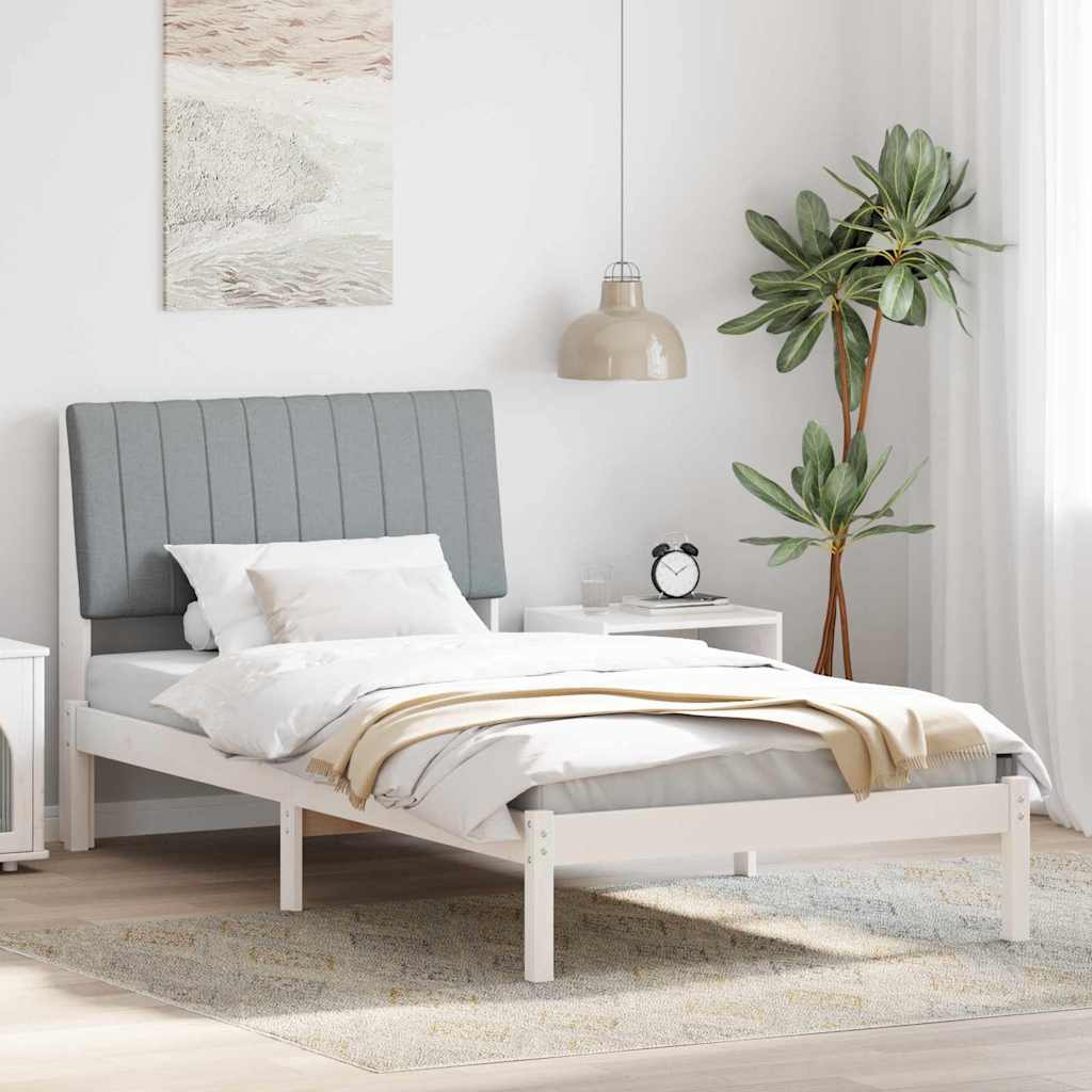 Bedframe met hoofdeinde Wit 100 x 200 cm Massief grenenhout is nu te koop bij PeponiXL, paradijselijk wonen!