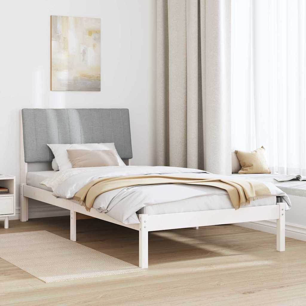 Bedframe met hoofdeinde Wit 100 x 200 cm Massief grenenhout is nu te koop bij PeponiXL, paradijselijk wonen!