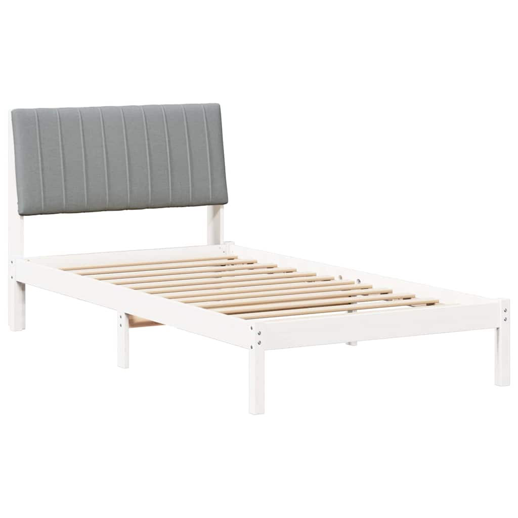 Bedframe met hoofdeinde Wit 100 x 200 cm Massief grenenhout is nu te koop bij PeponiXL, paradijselijk wonen!