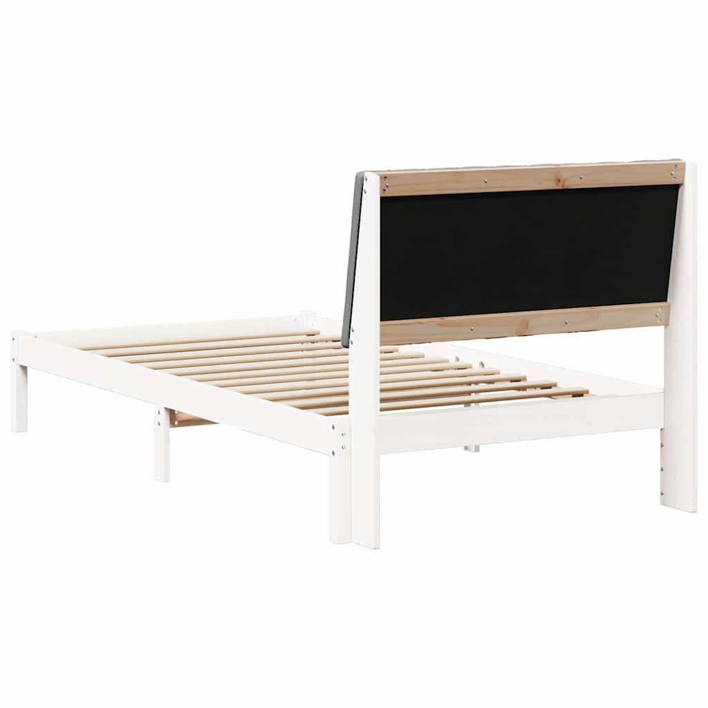 Bedframe met hoofdeinde Wit 100 x 200 cm Massief grenenhout is nu te koop bij PeponiXL, paradijselijk wonen!