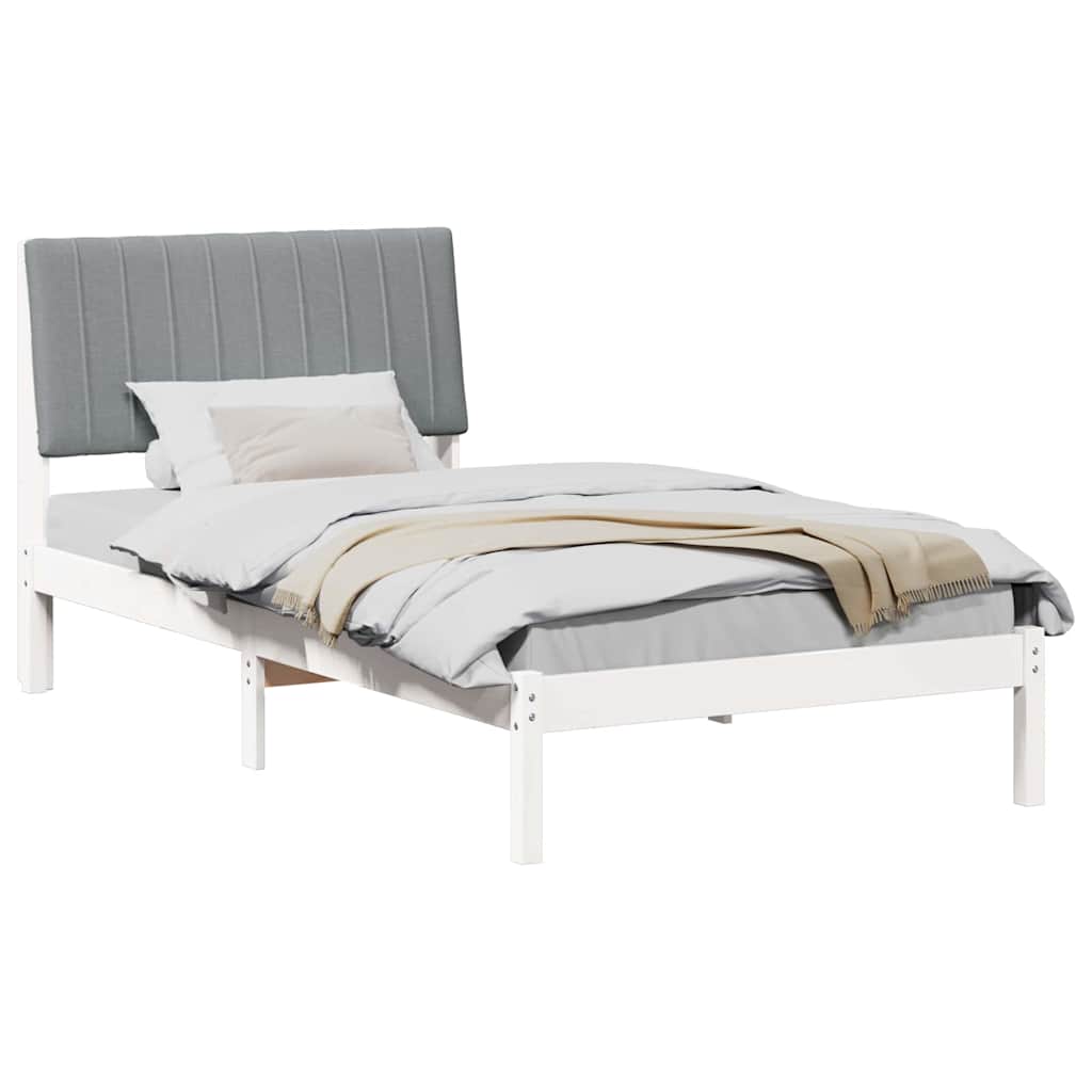 Bedframe met hoofdeinde Wit 100 x 200 cm Massief grenenhout is nu te koop bij PeponiXL, paradijselijk wonen!