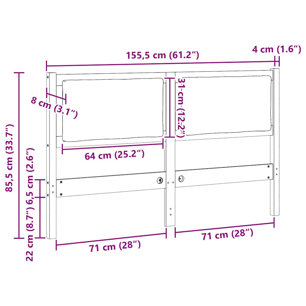 Hoofdbord Anders Bruin 150 cm Massief grenenhout is nu te koop bij PeponiXL, paradijselijk wonen!