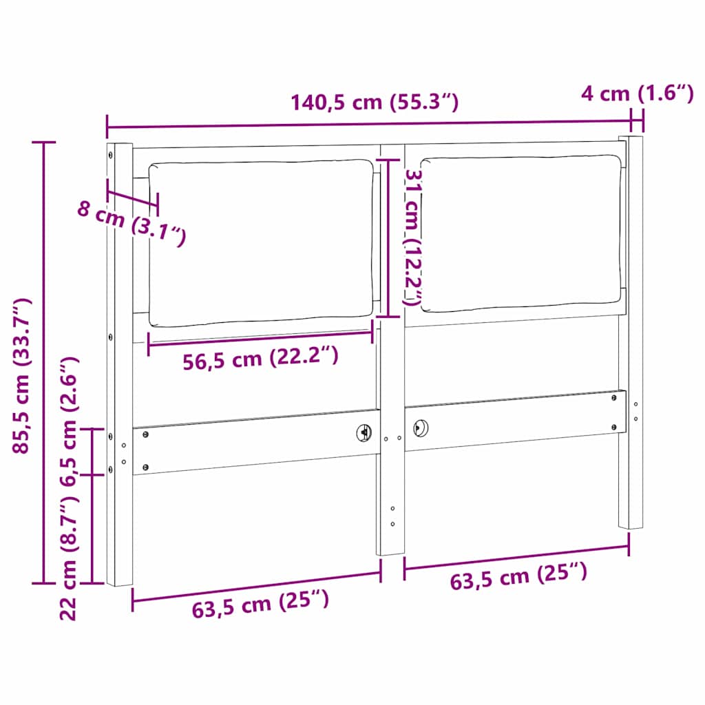 Hoofdbord Anders Bruin 135 cm Massief grenenhout is nu te koop bij PeponiXL, paradijselijk wonen!