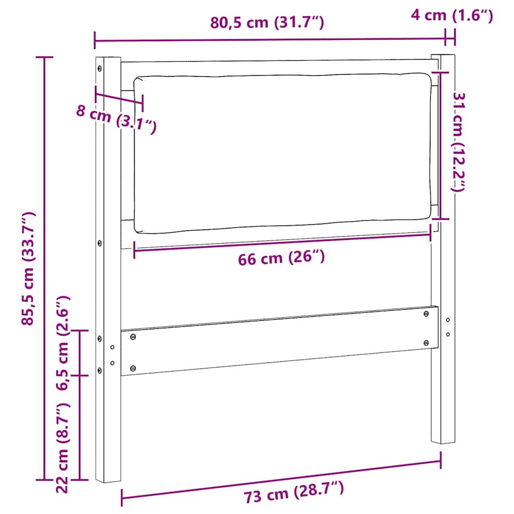 Hoofdbord Anders Bruin 75 cm Massief grenenhout is nu te koop bij PeponiXL, paradijselijk wonen!