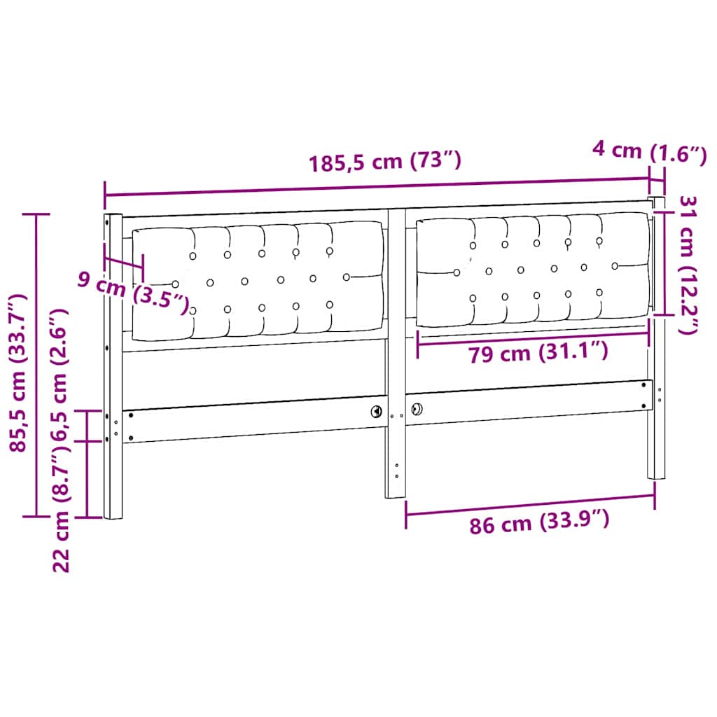 Hoofdbord Anders Bruin en zwart 180 cm Massief grenenhout is nu te koop bij PeponiXL, paradijselijk wonen!