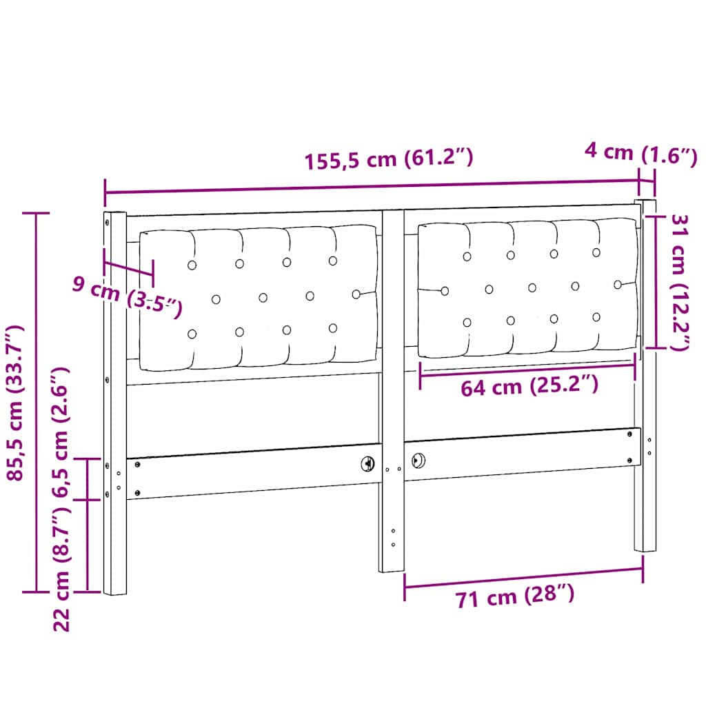 Hoofdbord Anders Bruin en donkergrijs 150 cm Massief grenenhout is nu te koop bij PeponiXL, paradijselijk wonen!