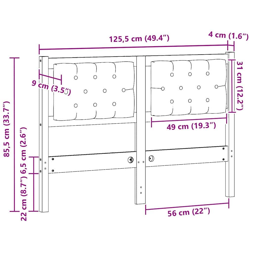 Hoofdbord Anders Bruin en zwart 120 cm Massief grenenhout is nu te koop bij PeponiXL, paradijselijk wonen!