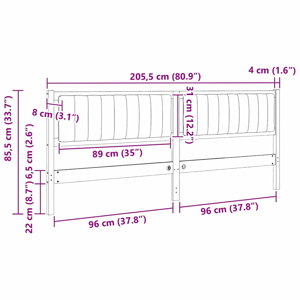 Gestoffeerd hoofdbord Bruin 200 cm Massief grenenhout is nu te koop bij PeponiXL, paradijselijk wonen!