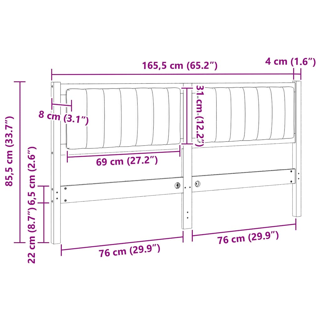 Gestoffeerd hoofdbord Bruin 160 cm Massief grenenhout is nu te koop bij PeponiXL, paradijselijk wonen!