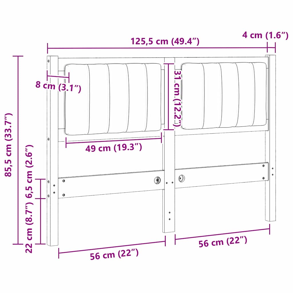 Gestoffeerd hoofdbord Bruin 120 cm Massief grenenhout is nu te koop bij PeponiXL, paradijselijk wonen!