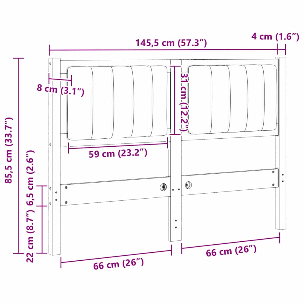 Gestoffeerd hoofdbord Bruin 120 cm Massief grenenhout is nu te koop bij PeponiXL, paradijselijk wonen!