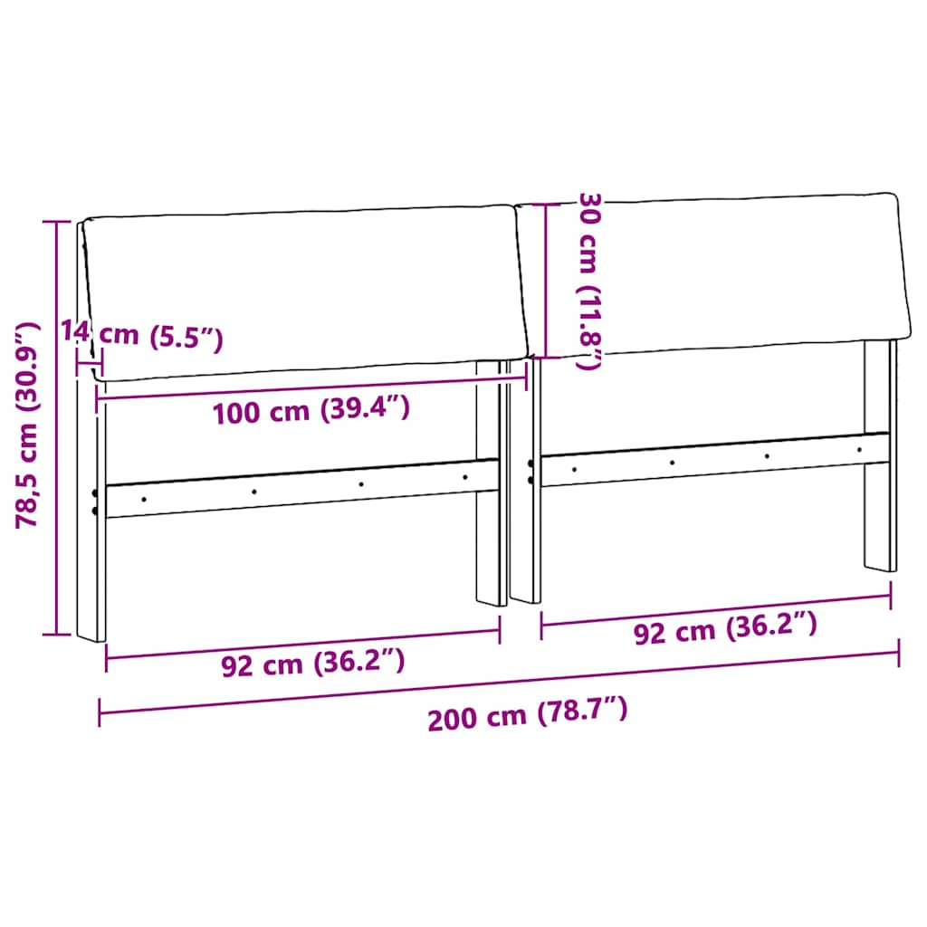 Gestoffeerd hoofdbord Zwart 200 cm Massief grenenhout is nu te koop bij PeponiXL, paradijselijk wonen!