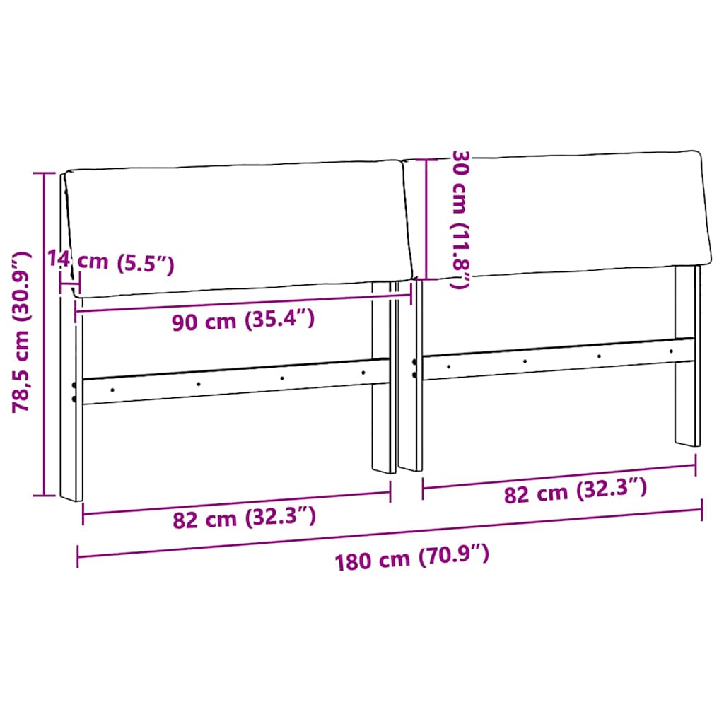 Gestoffeerd hoofdbord Zwart 180 cm Massief grenenhout is nu te koop bij PeponiXL, paradijselijk wonen!