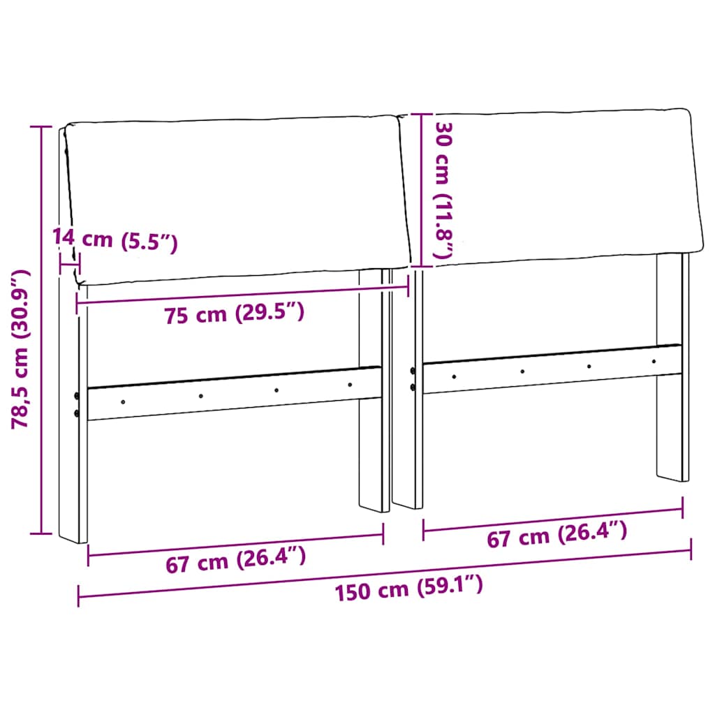 Gestoffeerd hoofdbord Donkergrijs 150 cm Massief grenenhout is nu te koop bij PeponiXL, paradijselijk wonen!