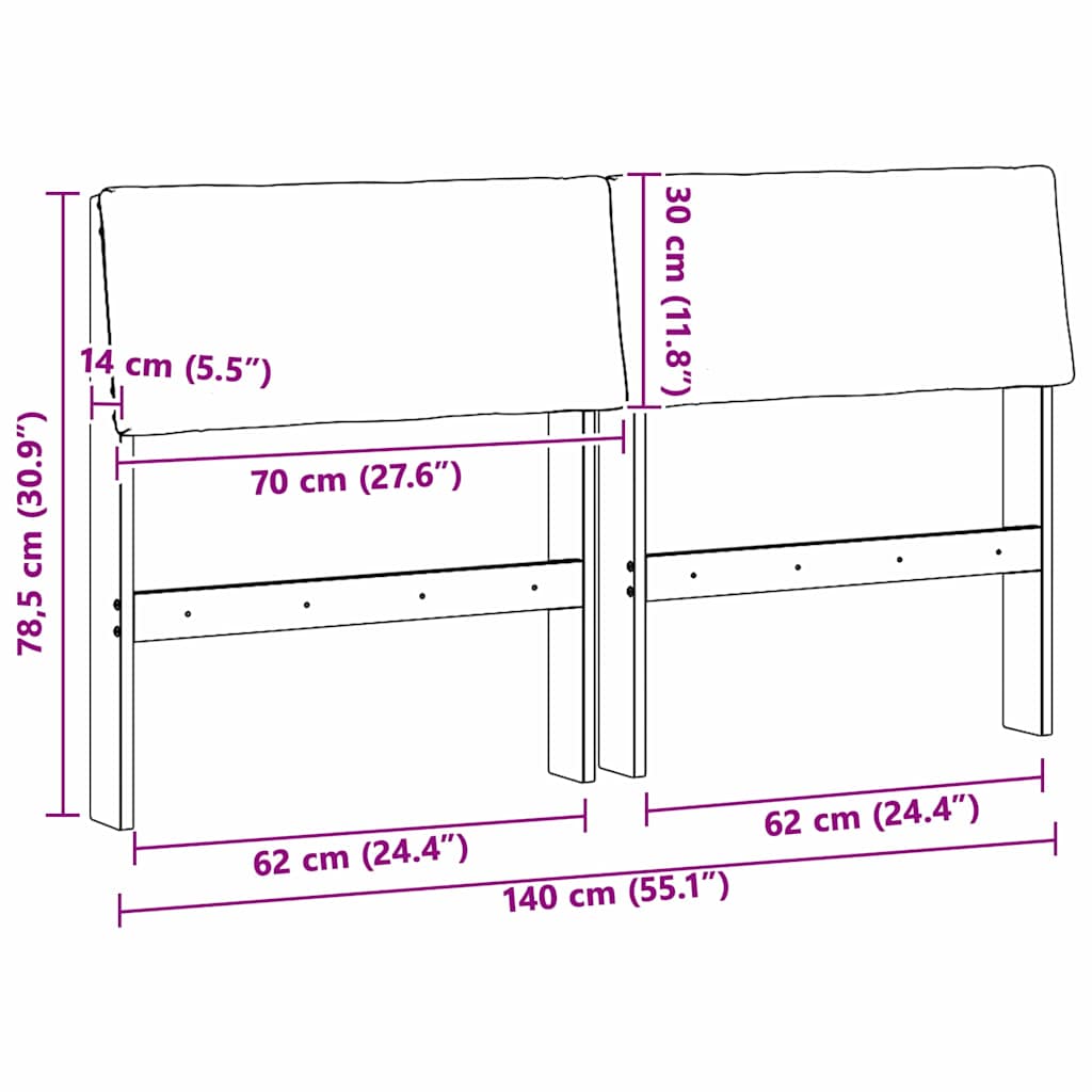 Gestoffeerd hoofdbord Donkergrijs 140 cm Massief grenenhout is nu te koop bij PeponiXL, paradijselijk wonen!